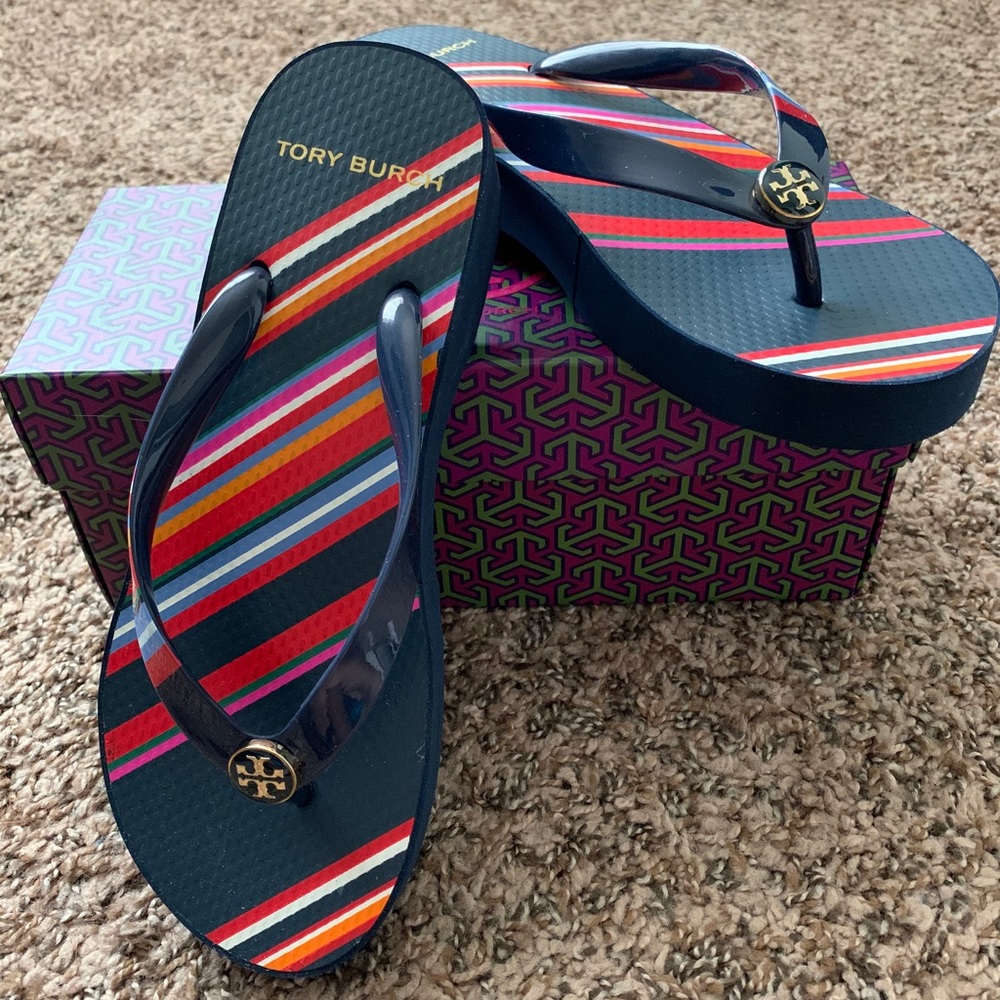 Printed Cut-Out Wedge Flip Flop